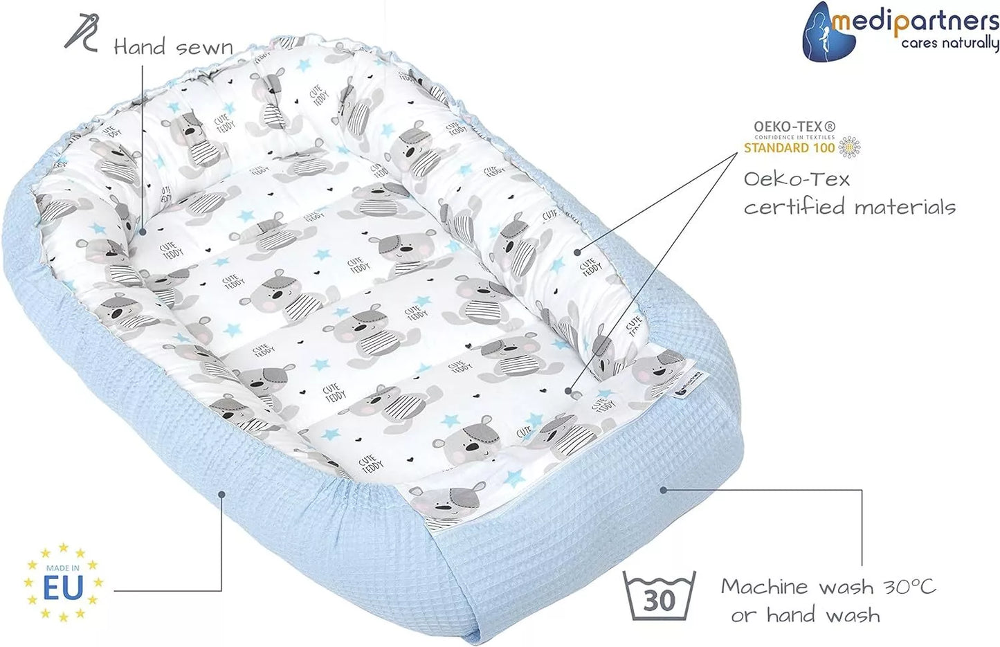 Babynest zum Kuscheln 100% Baumwolle & ÖkoTex zertifiziert