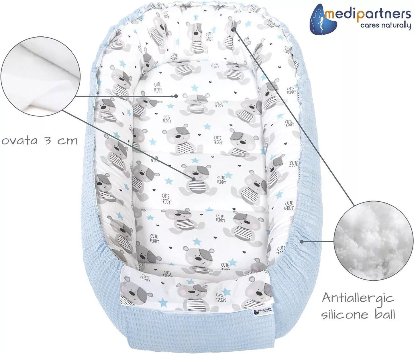 Babynest zum Kuscheln 100% Baumwolle & ÖkoTex zertifiziert