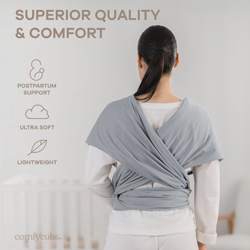 Comfy Cubs Babytrage – Elastisches Tragetuch für Neugeborene, 95% Baumwolle, 0-18 Monate
