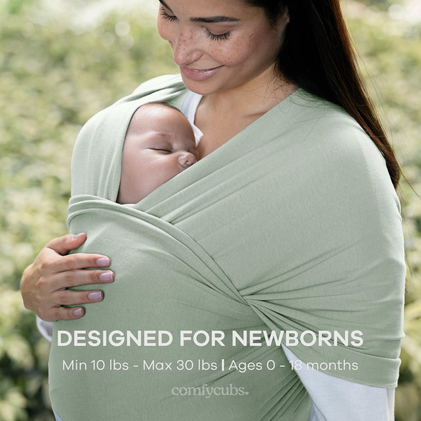 Comfy Cubs Babytrage – Elastisches Tragetuch für Neugeborene, 95% Baumwolle, 0-18 Monate