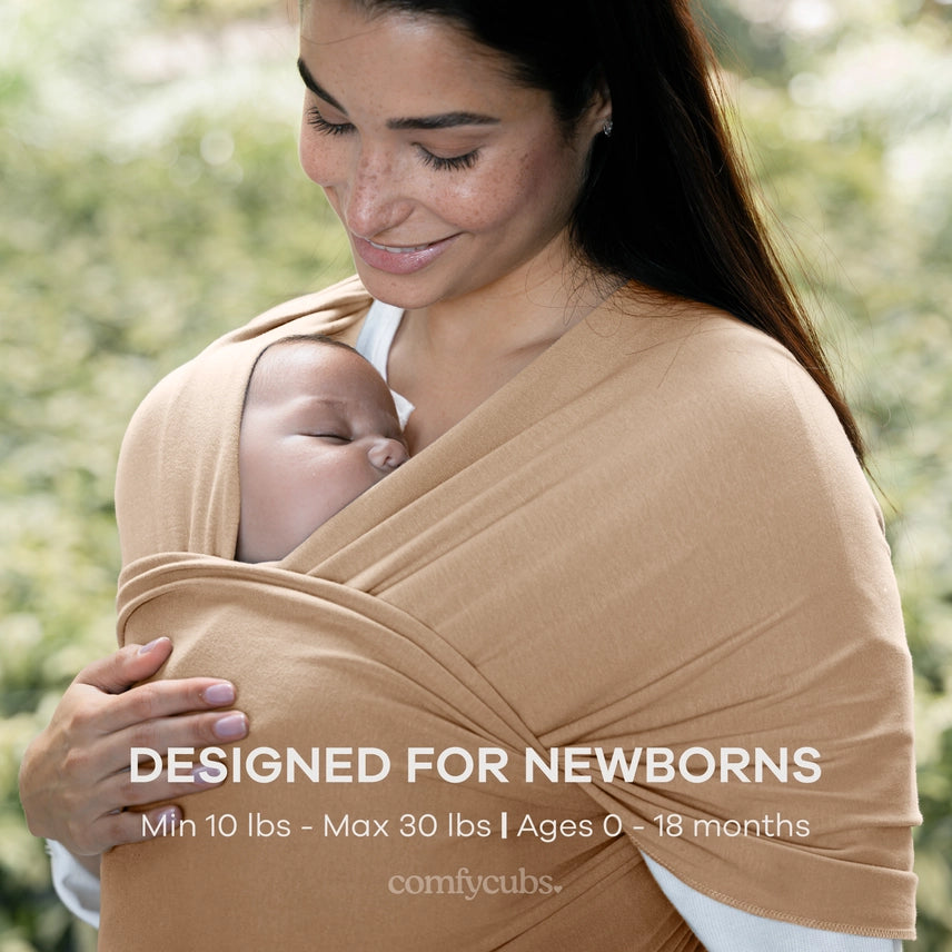 Comfy Cubs Babytrage – Elastisches Tragetuch für Neugeborene, 95% Baumwolle, 0-18 Monate