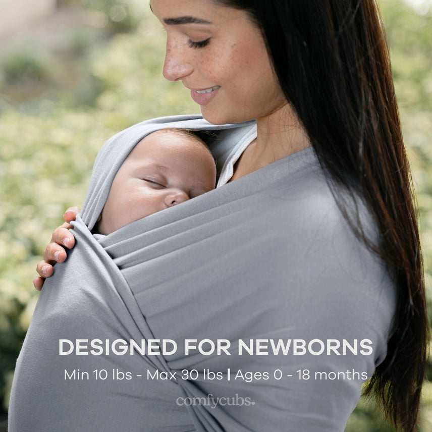 Comfy Cubs Babytrage – Elastisches Tragetuch für Neugeborene, 95% Baumwolle, 0-18 Monate