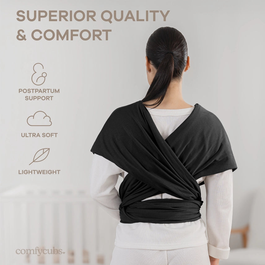 Comfy Cubs Babytrage – Elastisches Tragetuch für Neugeborene, 95% Baumwolle, 0-18 Monate