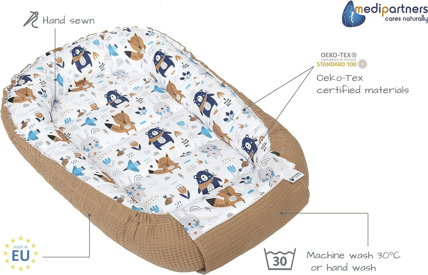 Babynest zum Kuscheln 100% Baumwolle & ÖkoTex zertifiziert